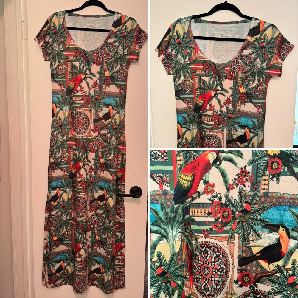 Brazilian Tropical Print Maxi Dress Size Small
